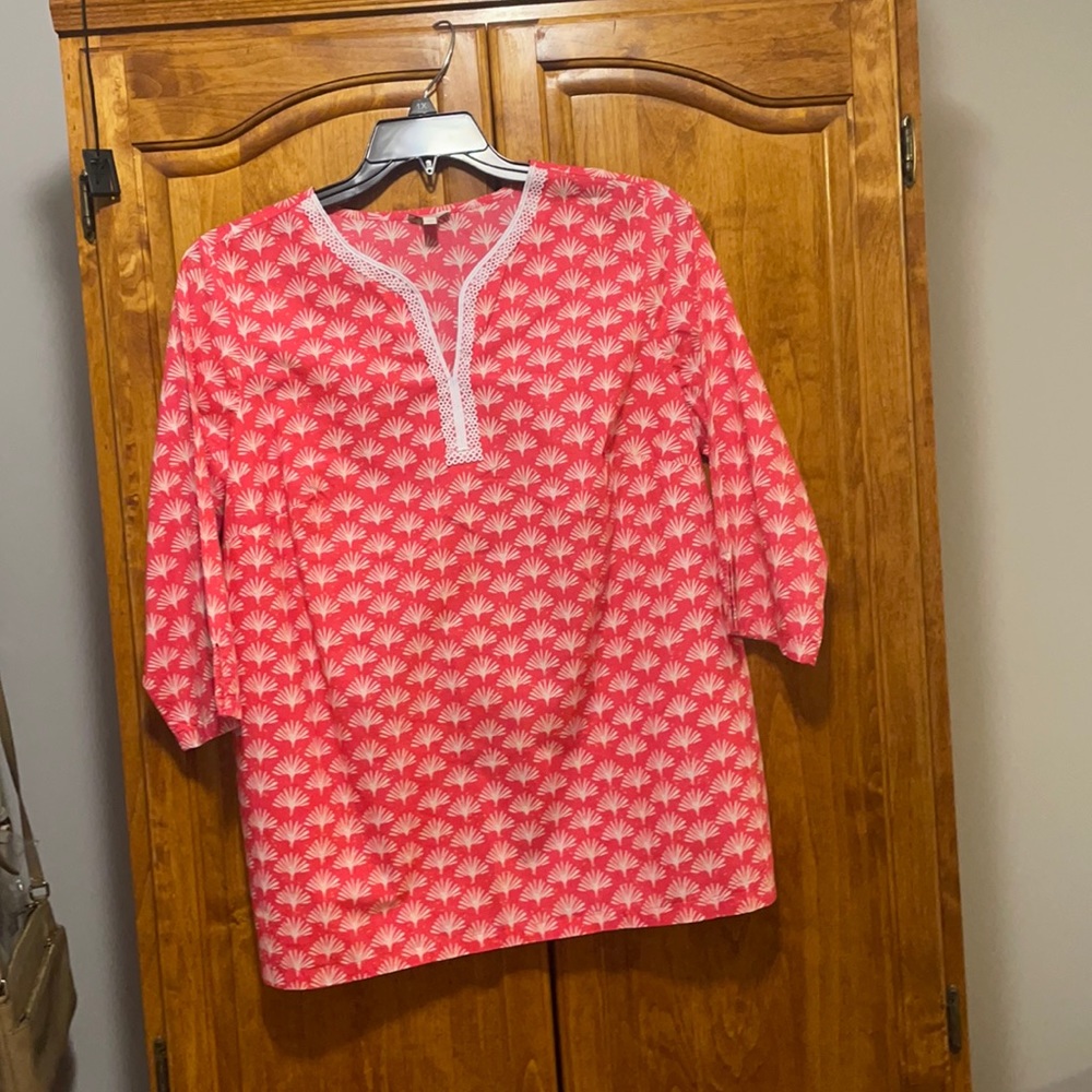 Ladies pink and white Talbots blouse
